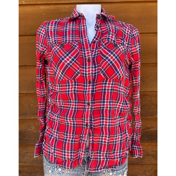 Ralph Lauren Denim & Supply Red flannel Button Down Plaid Shirt Size S - Picture 7 of 10